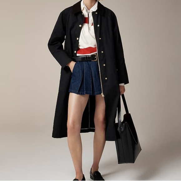 J. Crew Long Barn Jacket in Waxed Cotton Twill - Black - Picture 1 of 10